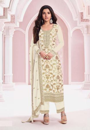 Picture of Wonderful Chiffon Sea Shell Straight Cut Salwar Kameez