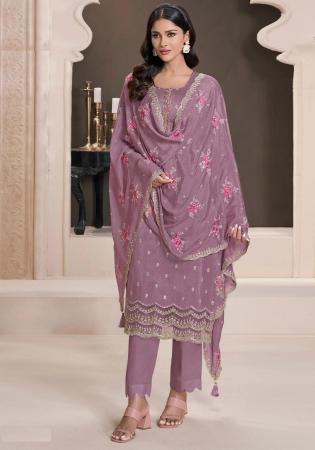 Picture of Nice Silk Purple Straight Cut Salwar Kameez