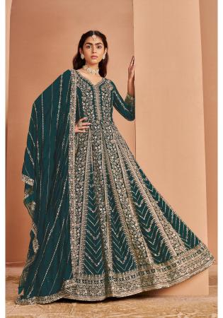 Picture of Georgette Dark Slate Grey Anarkali Salwar Kameez