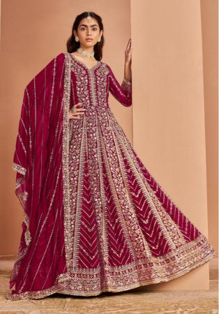 Picture of Stunning Georgette Maroon Anarkali Salwar Kameez
