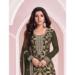 Picture of Chiffon Dark Olive Green Straight Cut Salwar Kameez