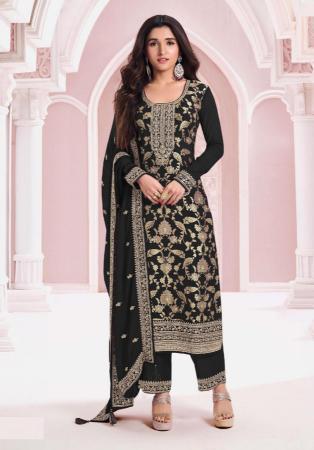 Picture of Sublime Chiffon Black Straight Cut Salwar Kameez