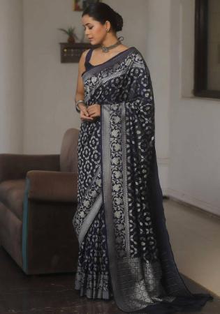 Picture of Sightly Silk Navy Blue Saree