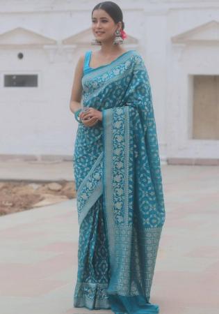 Picture of Fine Silk Cadet Blue Saree