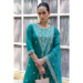 Picture of Fascinating Silk Teal Readymade Salwar Kameez