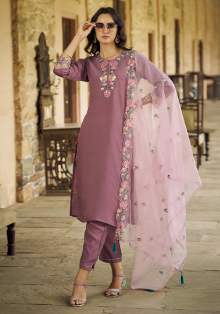 Picture of Amazing Silk Plum Readymade Salwar Kameez