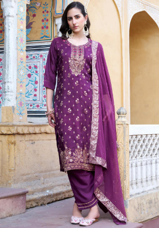 Picture of Ideal Silk Plum Readymade Salwar Kameez