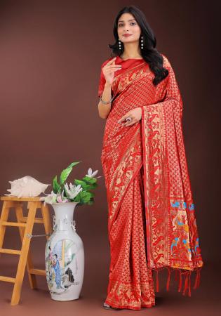 Picture of Bewitching Silk Crimson Saree