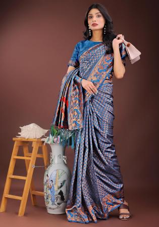Picture of Nice Silk Steel Blue Saree