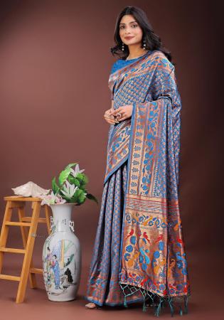 Picture of Superb Silk Light Steel Blue Saree