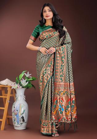 Picture of Beautiful Silk Medium Sea Green Saree