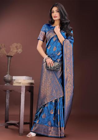 Picture of Pretty Silk Steel Blue Saree
