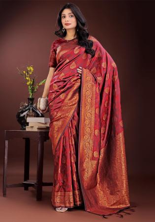 Picture of Stunning Silk Saddle Brown Saree