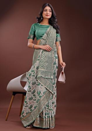 Picture of Fine Cotton & Linen Dark Grey Saree