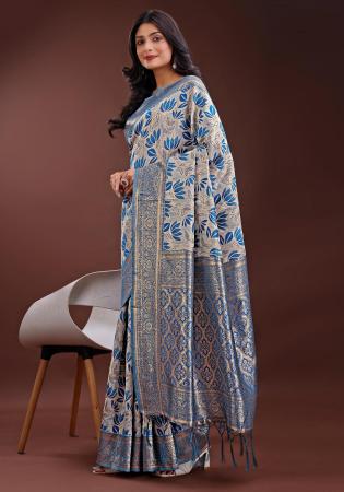 Picture of Alluring Cotton & Linen Light Blue Saree