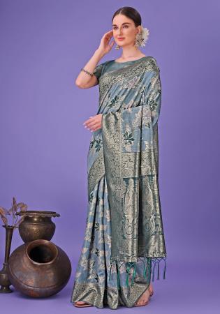 Picture of Nice Cotton Light Slate Grey Saree
