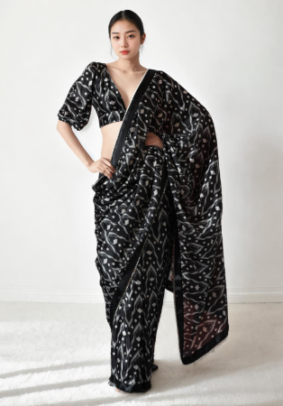 Picture of Statuesque Chiffon Black Saree