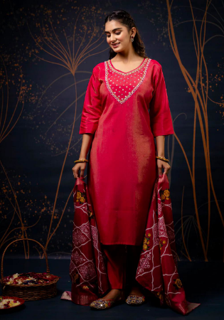 Picture of Rayon & Silk Salmon Readymade Salwar Kameez