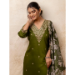 Picture of Wonderful Silk Olive Readymade Salwar Kameez