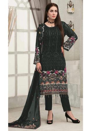 Picture of Georgette Sea Green Straight Cut Salwar Kameez