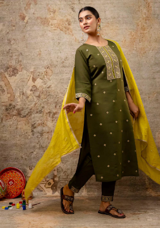 Picture of Alluring Silk Sea Green Readymade Salwar Kameez