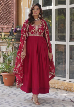 Picture of Beauteous Georgette Light Pink Readymade Gown