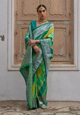 Picture of Well Formed Silk Forest Green Saree