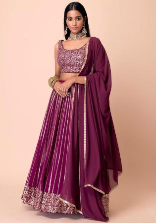 Picture of Well Formed Georgette Brown Lehenga Choli