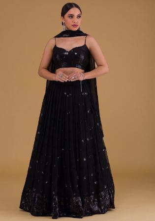 Picture of Fascinating Georgette Black Lehenga Choli