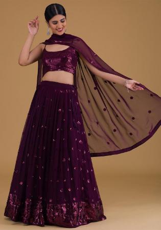 Picture of Excellent Georgette Purple Lehenga Choli