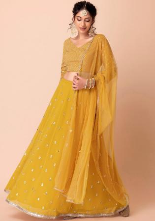 Picture of Delightful Georgette Golden Rod Lehenga Choli
