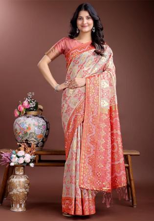 Picture of Bewitching Cotton & Linen Rosy Brown Saree