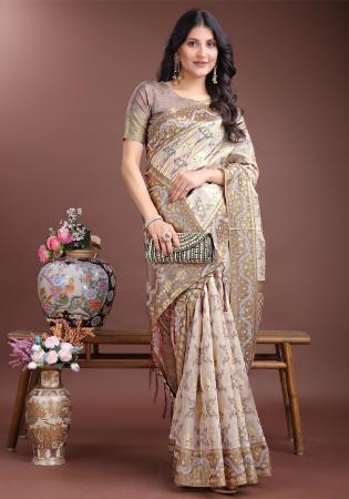 Picture of Bewitching Cotton & Linen Rosy Brown Saree