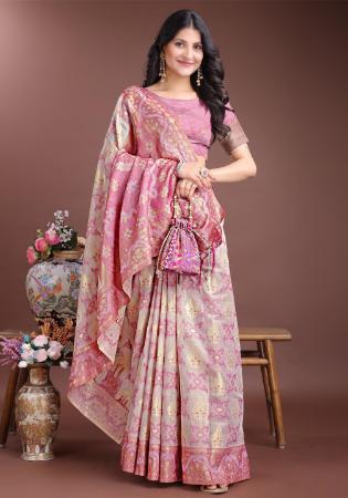 Picture of Lovely Cotton & Linen Plum Saree