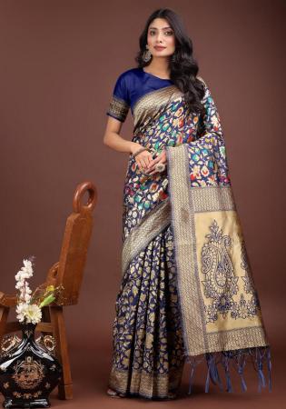 Picture of Classy Silk Midnight Blue Saree