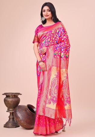 Picture of Comely Silk Dark Salmon Saree