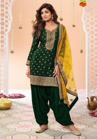 Picture of Silk Dark Slate Grey Straight Cut Salwar Kameez