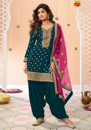 Picture of Bewitching Silk Dim Gray Straight Cut Salwar Kameez