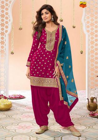 Picture of Shapely Silk Dark Red Straight Cut Salwar Kameez