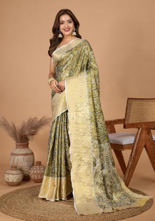 Picture of Ravishing Silk Dark Khaki Saree