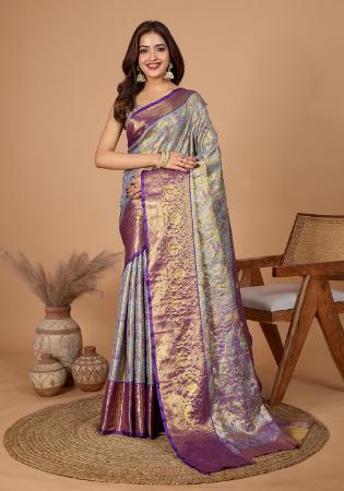Picture of Magnificent Silk Dark Grey Saree