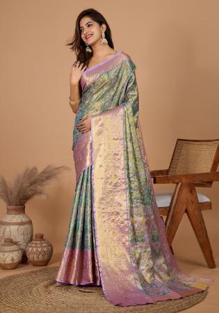 Picture of Ravishing Silk Dark Olive Green Saree