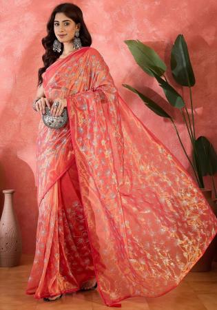 Picture of Grand Net Pale Violet Red Saree