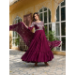 Picture of Comely Silk Maroon Party Wear Gown