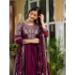 Picture of Comely Silk Maroon Party Wear Gown