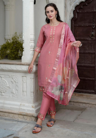 Picture of Enticing Silk Rosy Brown Readymade Salwar Kameez