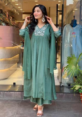Picture of Beauteous Silk Cadet Blue Readymade Salwar Kameez