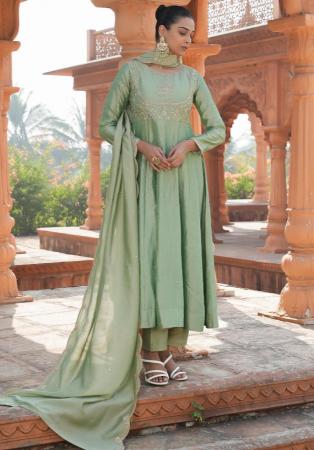 Picture of Amazing Silk Dark Sea Green Readymade Salwar Kameez