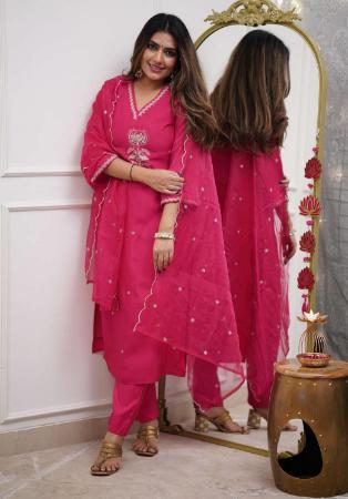 Picture of Exquisite Silk Fire Brick Readymade Salwar Kameez