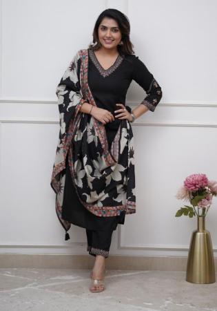 Picture of Pleasing Silk Black Readymade Salwar Kameez